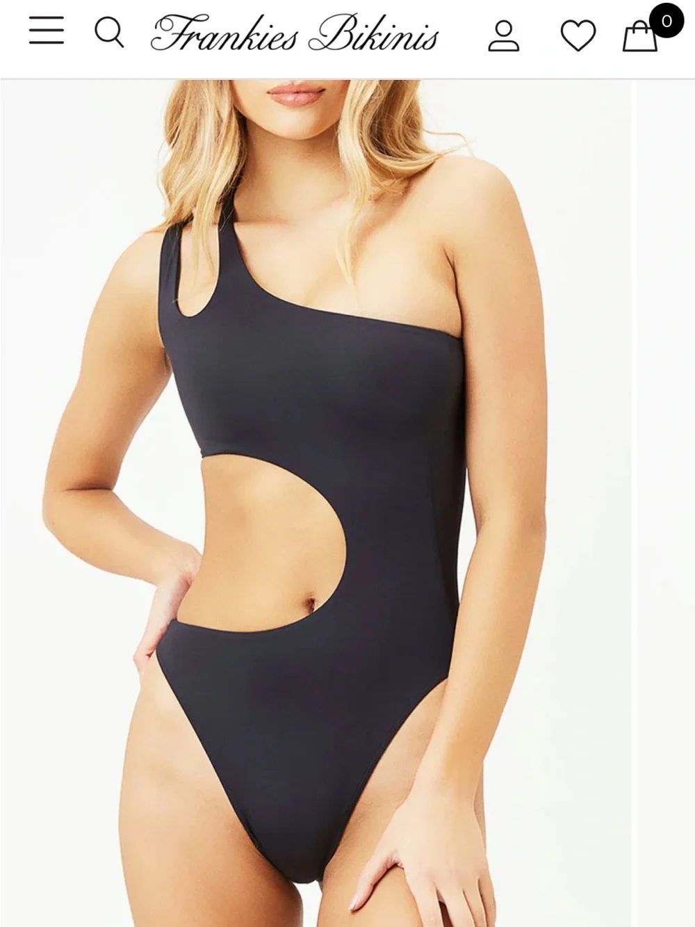 Frankie's Bikinis Black One-Shoulder Cutout One-Piece